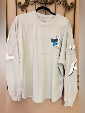 Disneyland Jersey Light Blue Stitch Graphic Long Sleeve Tee